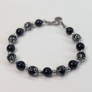 Artisan Blue Goldstone Bracelet - Unique Handmade Gemstone Jewelry - D088